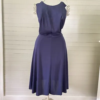 Vintage Yves Saint Laurent Navy Blue Open Back Halter Dress-Size 38 • $150