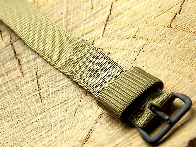 WWII Vintage Watch Band NOS Unused Army Green Nylon W Black Buckle 16mm Men's • $39