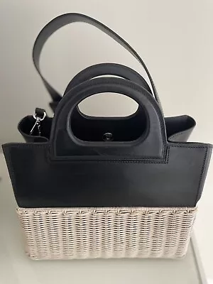 New Authentic Max Mara Rattan/Wooden Wicker/Leather SatchelMSRP $1650.00Italy • $325