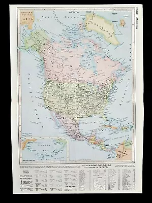 North America Map Vintage 1950 Collier's Encyclopedia  Rand McNally • $12.55