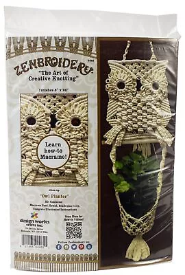 Design Works/Zenbroidery Macrame Wall Hanging Kit 8 X24 -Owl Planter • $17.79