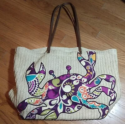 Vera Bradley 'Plum Crazy'(Jan13-Aug14) Seashore Woven 2 Handled Large Tote EUC • $35