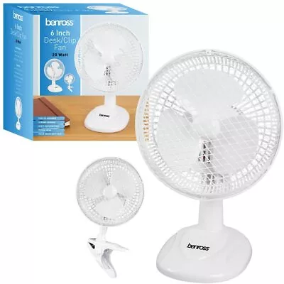 Benross 2-in-1 Desk Fan 6 Inch Clip To Any Surface - 41240 • £12.99