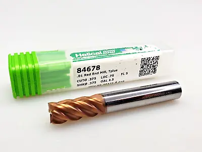 $39.95 • Buy Helical 3/8 X 3/8 X 3/4 X 2-1/2 R.01 Solid Carbide End Mill T-Plus 5 Flute 84678