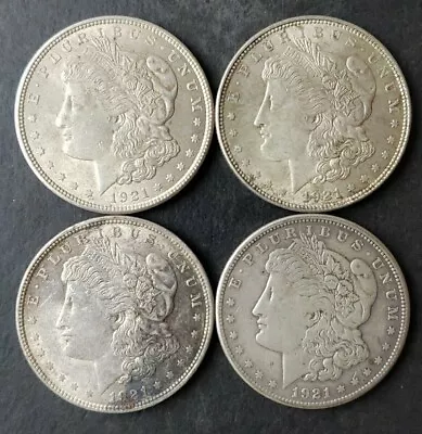 Lot Of Four 1921 $1 Morgan Silver Dollars • $107.50