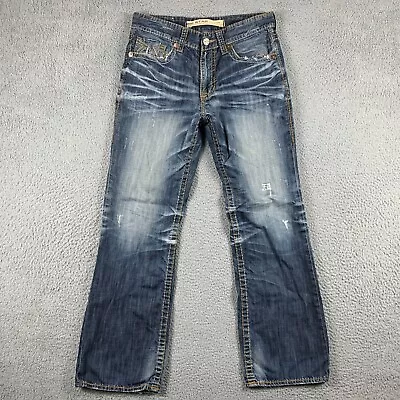 Big Star Jeans Mens 34R (32x31 Actual) Blue Distressed Whiskered Boot Cut • $29.13