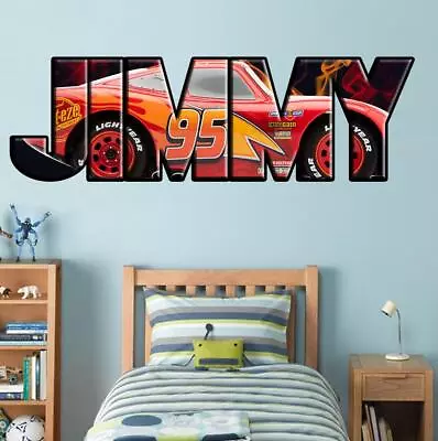 Cars Movie Lightning Mcqueen PERSONALIZED Decal WALL STICKER Decor Art WP10 • $29.62