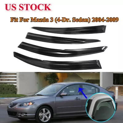 Fit 2004-2008 2009 Mazda 3 Sedan Window Visor Rain Guards Shield Trim Deflector* • $22.49