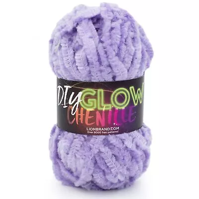 3 Pack Lion Brand DIY Glow Chenille Yarn-Purple 207-144B • £23.03