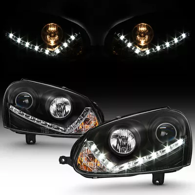 06-09 Volkswagen GTi/Rabbit Pair Black Halo Angel Eye Projector Headlight Lamp • $223.63