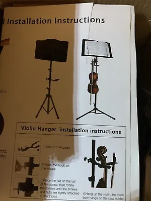 Klvied Sheet Music Stand With Violin Hanger Portable Folding Violin Stand F... • $70