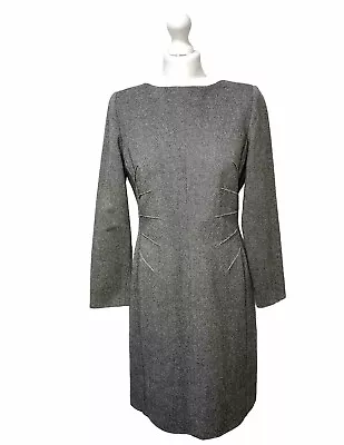 Louis Feraud Pure New Wool Dress Tailored Office Work Grey • £39