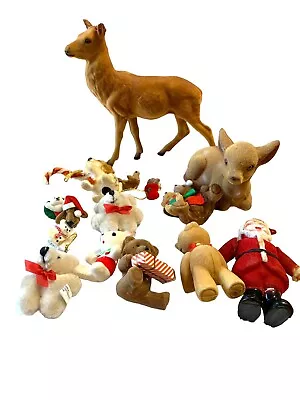 Lot Vintage Flocked Christmas Ornaments / Decorations / Pins  Bear Deer C3 • $8.99