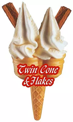 Ice Cream Twin Cone With Twin Flakes Sticker Graphic Decal Cut • £3.84