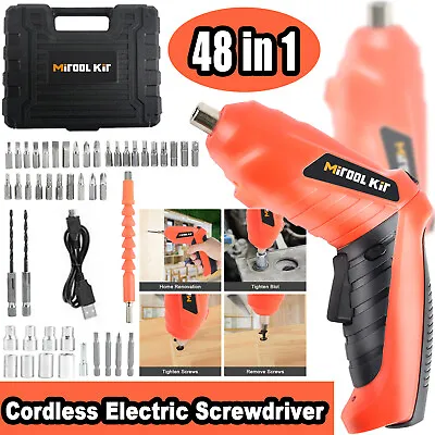 Mini Cordless Electric Power Screwdriver Lithium Tool Kit Drill Bit Rechargeable • $19.59