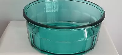 Vintage France Arcoroc Teal/Aqua Paneled Glass Serving Bowl  • $49