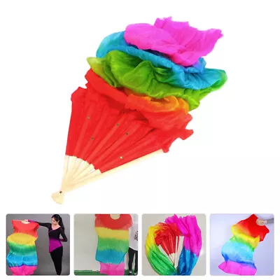£10.95 • Buy Belly Dance Bamboo Fan Gradient Silk Woman Belly Dance Fans Veil
