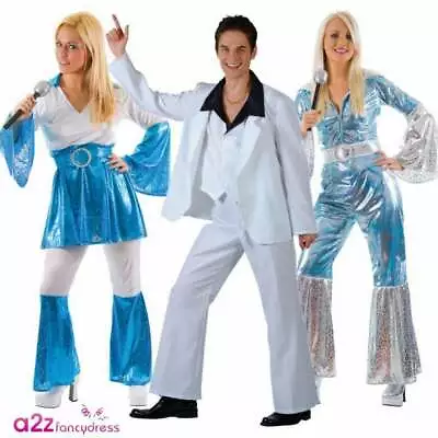 Mens Ladies 70's Waterloo Saturday Night Fever Mamma Mia Adult Disco Fancy Dress • £28.99