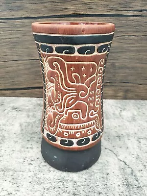 Beautiful Vintage Hand-crafted Popol Vuh Scene Mayan Inspired Vase Glazed Inner • $47.95