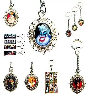 £4.50 • Buy Disney Villains Charm Keyring Maleficent Gaston Scar Hades Ursula Glitter