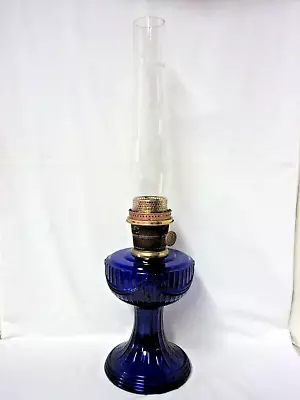 Vintage Cobalt Blue Lincoln Drape Aladdin Oil Lamp • $167.50