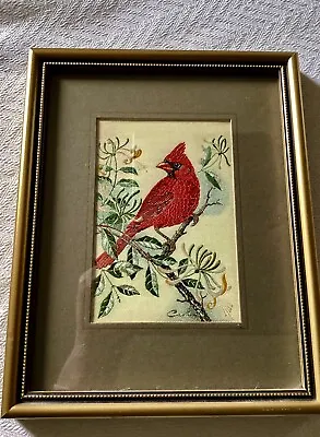£18.50 • Buy Vintage J & J Cash Silk Woven Wall Art Miniature Picture - Red Cardinal