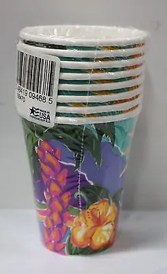 $8.95 • Buy TROPICAL SUN PARTY PAPER CUPS 9 Oz Luau Hawaii Hot Cold Coffee Card Birthday NEW