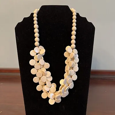 Trifari Mother Of Pearl Shell Necklace Vintage Jewelry Cream Statement • $38
