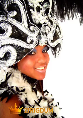 Headdress With Feathers Mardi Gras Hats Carnival Headpiece Feather Head • £160.05