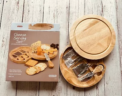 Wooden Cheese Board With Knives Set Gift Set (slight Imperfections/brand New) • £5.90