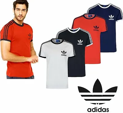 Adidas Originals California Men's T-Shirt Trefoil Retro 3-Stripes Short Sleeve • $22.50