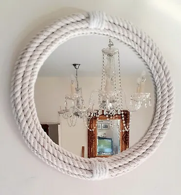 White Rope Circle Mirror 13 Inch Diameter New Item Handcrafted  • £35.95