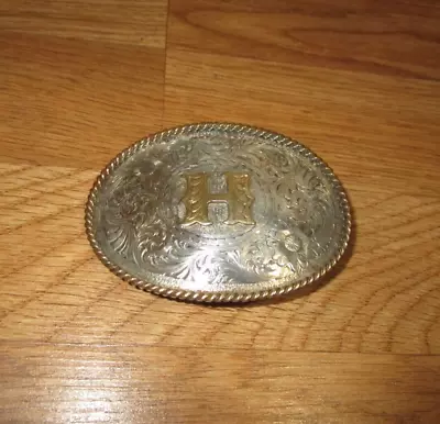 Belt Buckle  Letter H Initial Monogram Sterling Silver Plate Montana SilverSmith • $19.95