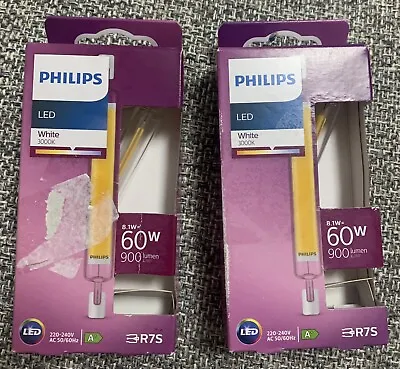 2x Philips R7S LED White 3000k 118x13.5mm 60W Light Bulb 900 Lumen Halogen CR180 • £9.99