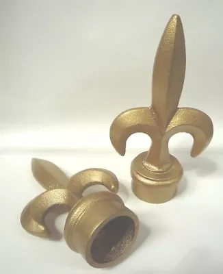 £7.49 • Buy Pair Gold Effect Metal Fleur De Lys Finials Window Finial Curtain Pole End 28mm