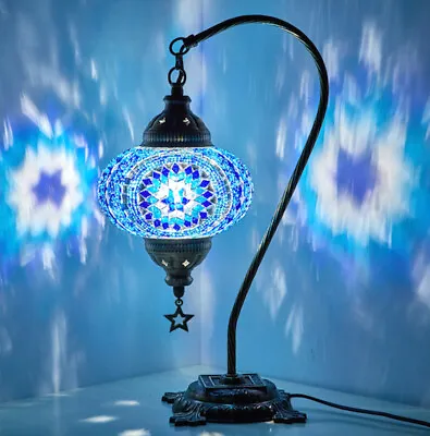 Turkish Moroccan Mosaic Colorful Swan Table Bedside Desk Lamp Lampshade Blue • $59.80