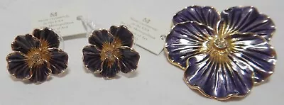 2010 MMA Metropolitan Museum Of Art Russian Wildflowers Pansy Pr Earrings Brooch • $24.99