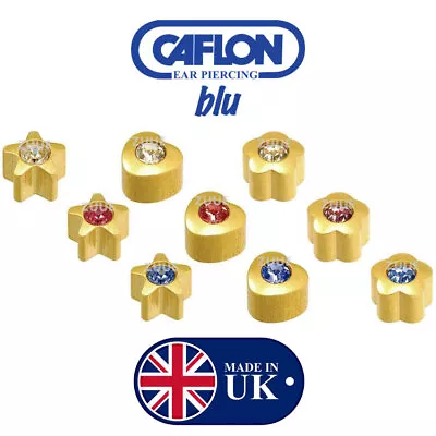 Caflon Shapes With Crystal Inset Gold Plated Ear Piercing Stud Earriings • £16.99