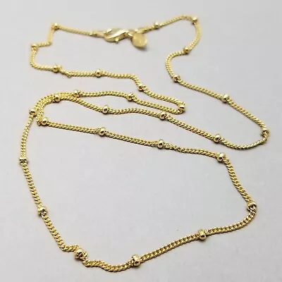 Solid Sterling Silver Gold Plated Ball Bead Necklace 925 51cm (20 ) 4.5g • £20.99