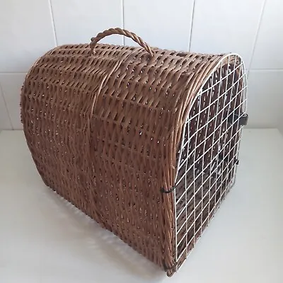 £39.99 • Buy Wicker Cat Basket Pet Carrier Wire Metal Door Prop Display Woven Weave Rattan