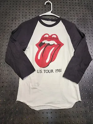 Vintage 1981 Rolling Stones Tour Shirt 3/4 Sleeve Size XS RARE • $129.99