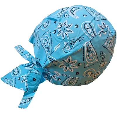 Blue Durag Skull Cap Head Wrap Biker Motorcycle Du Do Paisley Bandana Doo Rag • $4.99