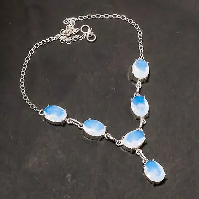 Milky Opalite Oval Shape Gemstone Handmade Anniversary Gift Jewelry Necklace 18  • $7.40