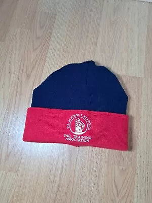 Vintage Sailing Ship Embroidered Hat Beanie Y2K Retro Winter Red - Blue Snow • £12.99