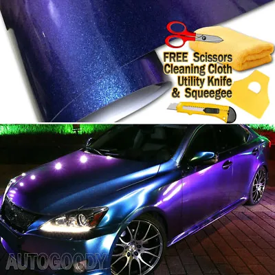 Premium Gloss Metallic Chameleon Purple Blue Vinyl Film Wrap Air Bubble Free • $283.94