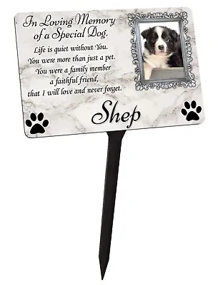 Your Photo Personalised Dog Puppy Memorial Plaque & Stake. Garden Grave  • £13.99