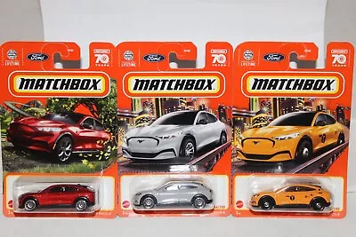 MATCHBOX 2021 Ford Mustang Mach-E Lot Red Gray And NYC Taxi Variations Lot Of 3 • $3.89