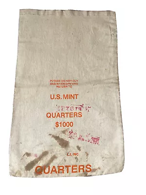 Canvas US MINT QUARTERS $1000 Bank Deposit Bag 20  X 12  Cash Safe Prop BB3 • $9