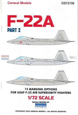 CARCD72139 1:72 Caracal Models Decals - F-22A Raptor Part 2 • $21.49