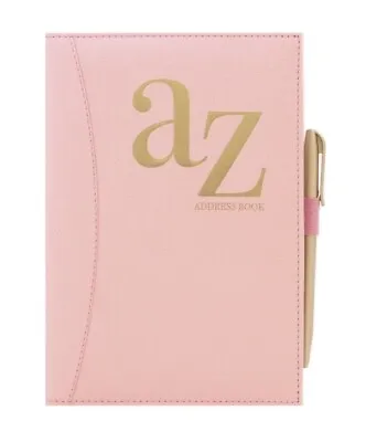 A5 Blush Pink Padded A-Z Address Book With Pen Contact Organiser Notes Pages • £4.99